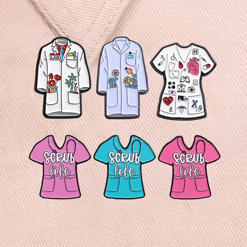 Medical Lab Coats - Floral Doctor Nurse Coat Enamel Pins